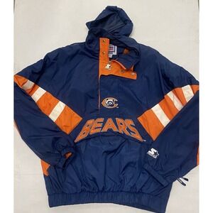 VINTAGE STARTER PRO LINE CHICAGO BEARS 1/2 ZIPP PULLOVER JACKET XL